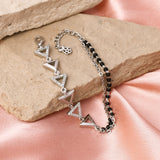 Natural Black Stone & Zircon Bracelet In 925 Sterling Silver By Joy Of Silver