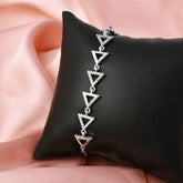 Natural Black Stone & Zircon Bracelet In 925 Sterling Silver By Joy Of Silver