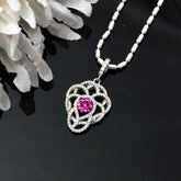 Radiant Pink Floral Lattice Pendant in 925 Sterling Silver By Joy Of Silver
