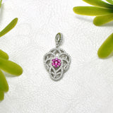 Radiant Pink Floral Lattice Pendant in 925 Sterling Silver By Joy Of Silver