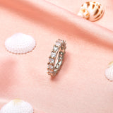 Rose Gold Baguette Architectural Eternity Ring in 925 Silver