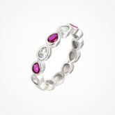 Radiant Pear Cut Pink & White Eternity Ring in 925 Sterling Silver By Joy Of Silver