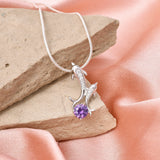 Fish Pendant Amethyst & Zircon Diamond In 925 Sterling Silver By Joy Of Silver