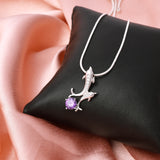 Fish Pendant Amethyst & Zircon Diamond In 925 Sterling Silver By Joy Of Silver
