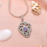 Stylish Amethyst & Zircon Diamond Pendant In 925 Sterling Silver By Joy Of Silver