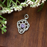 Stylish Amethyst & Zircon Diamond Pendant In 925 Sterling Silver By Joy Of Silver