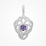 Stylish Amethyst & Zircon Diamond Pendant In 925 Sterling Silver By Joy Of Silver