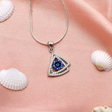 Blue Sapphire And Zircon Diamond Triangular Pendant In 925 Sterling Silver By Joy Of Silver