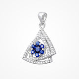 Blue Sapphire And Zircon Diamond Triangular Pendant In 925 Sterling Silver By Joy Of Silver