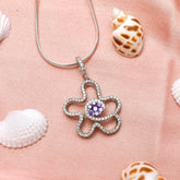 Starfish Amethyst & Zircon Diamond Pendant In 925 Sterling Silver By Joy Of Silver