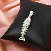 Green Fish Pendant In 925 Sterling Silver By Joy Of Silver
