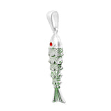 Green Fish Pendant In 925 Sterling Silver By Joy Of Silver