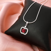 Apple Pendant Red Stone & Zircon Diamond In 925 Sterling Silver By Joy Of Silver
