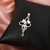 Enchanted Floral Heart Pendant with Sapphire Blue Drop in 925 Silver Joy Of Silver