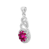 Pink Ruby Pendant In Zircon Diamond In 925 Sterling Silver By Joy Of Silver