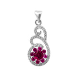 Pink Ruby Pendant In Zircon Diamond In 925 Sterling Silver By Joy Of Silver