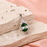Green Emerald & Zircon Diamond Pendant In 925 Sterling Silver By Joy Of Silver