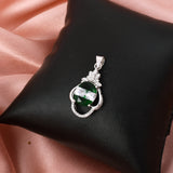 Green Emerald & Zircon Diamond Pendant In 925 Sterling Silver By Joy Of Silver