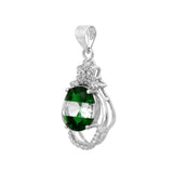 Green Emerald & Zircon Diamond Pendant In 925 Sterling Silver By Joy Of Silver