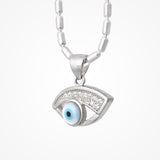 Evil Eye Halo Pendant Zircon Diamond In 925 Sterling Silver By Joy Of Silver