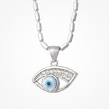 Evil Eye Halo Pendant Zircon Diamond In 925 Sterling Silver By Joy Of Silver