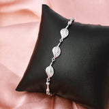 Leaf Zircon Bracelet For Girl Women Gift In 925 Sterling Silver By Joy Of Silver