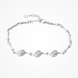 Leaf Zircon Bracelet For Girl Women Gift In 925 Sterling Silver By Joy Of Silver