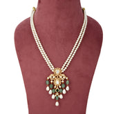 Handcrafted 925 Silver Gold Plated Open Moissanite Polki Necklace & Earring Set with Pearl Accents