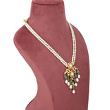 Handcrafted 925 Silver Gold Plated Open Moissanite Polki Necklace & Earring Set with Pearl Accents