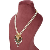 Handcrafted 925 Silver Gold Plated Open Moissanite Polki Necklace & Earring Set with Pearl Accents