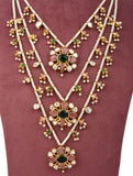 Handcrafted 925 Silver Gold Plated Open Moissanite Polki Necklace Set with Pearl Strands