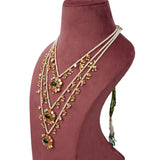 Handcrafted 925 Silver Gold Plated Open Moissanite Polki Necklace Set with Pearl Strands