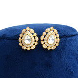 925 Silver Gold Plated Floral Moissanite Polki