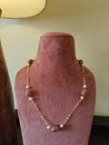 Handcrafted 925 Silver Gold Polished Necklace with Freshwater Pearls and Elegant Beads