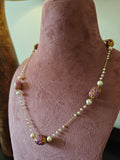 Handcrafted 925 Silver Gold Polished Necklace with Freshwater Pearls and Elegant Beads