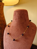 Semi-Precious Stone Fine Cable Chain in Gold Polished 925 Silver