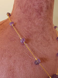 Handcrafted Purple Melon Semi-Precious Stone in 925 Silver Gold Polished Chain
