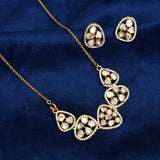 925 Silver Gold Plated Delicate Moissanite Polki Pendant Set