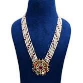 925 Silver Gold Plated Navratan Moissanite Polki Choker Set