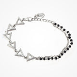 Natural Black Stone & Zircon Bracelet In 925 Sterling Silver By Joy Of Silver