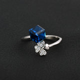 Blue Sapphire Flower Ring In 925 Sterling Silver By Joy Of Silver