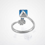 Blue Sapphire Flower Ring In 925 Sterling Silver By Joy Of Silver