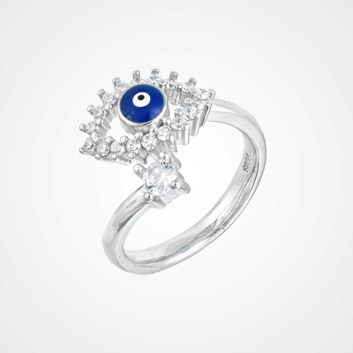 Ethereal Evil Eye Bypass Ring in 925 Sterling Silver By Joy Of Silver