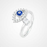 Ethereal Evil Eye Bypass Ring in 925 Sterling Silver By Joy Of Silver