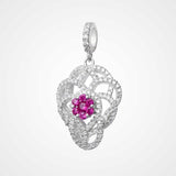 Radiant Pink Floral Lattice Pendant in 925 Sterling Silver By Joy Of Silver