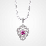 Radiant Pink Floral Lattice Pendant in 925 Sterling Silver By Joy Of Silver