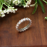Rose Gold Baguette Architectural Eternity Ring in 925 Silver