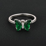 Green Spinning Butterfly Ring In 925 Sterling Silver By Joy Of Silver