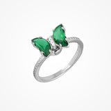 Green Spinning Butterfly Ring In 925 Sterling Silver By Joy Of Silver