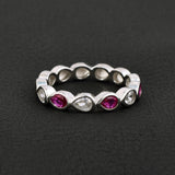 Radiant Pear Cut Pink & White Eternity Ring in 925 Sterling Silver By Joy Of Silver